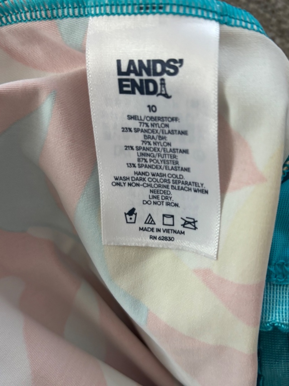 Lands End Tankini Swimsuit Top Sz 10 - Picture 5 of 5
